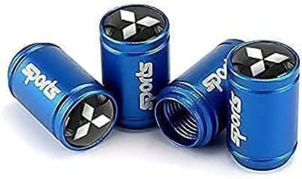 4 Stück Auto Ventilkappen Abdeckung für Mitsubishi Lancer ASX Auto Valve CapsStaubschutzkappen Reifenventilkappen Styling Zubehör,blue Style von WLCYX