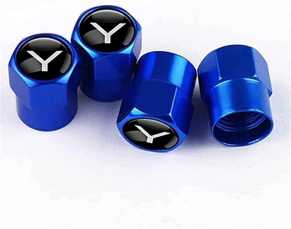 4 Stück Auto Ventilkappen Abdeckung für Tesla Model Y Auto Valve CapsStaubschutzkappen Reifenventilkappen Styling Zubehör,Blue Style von WLCYX