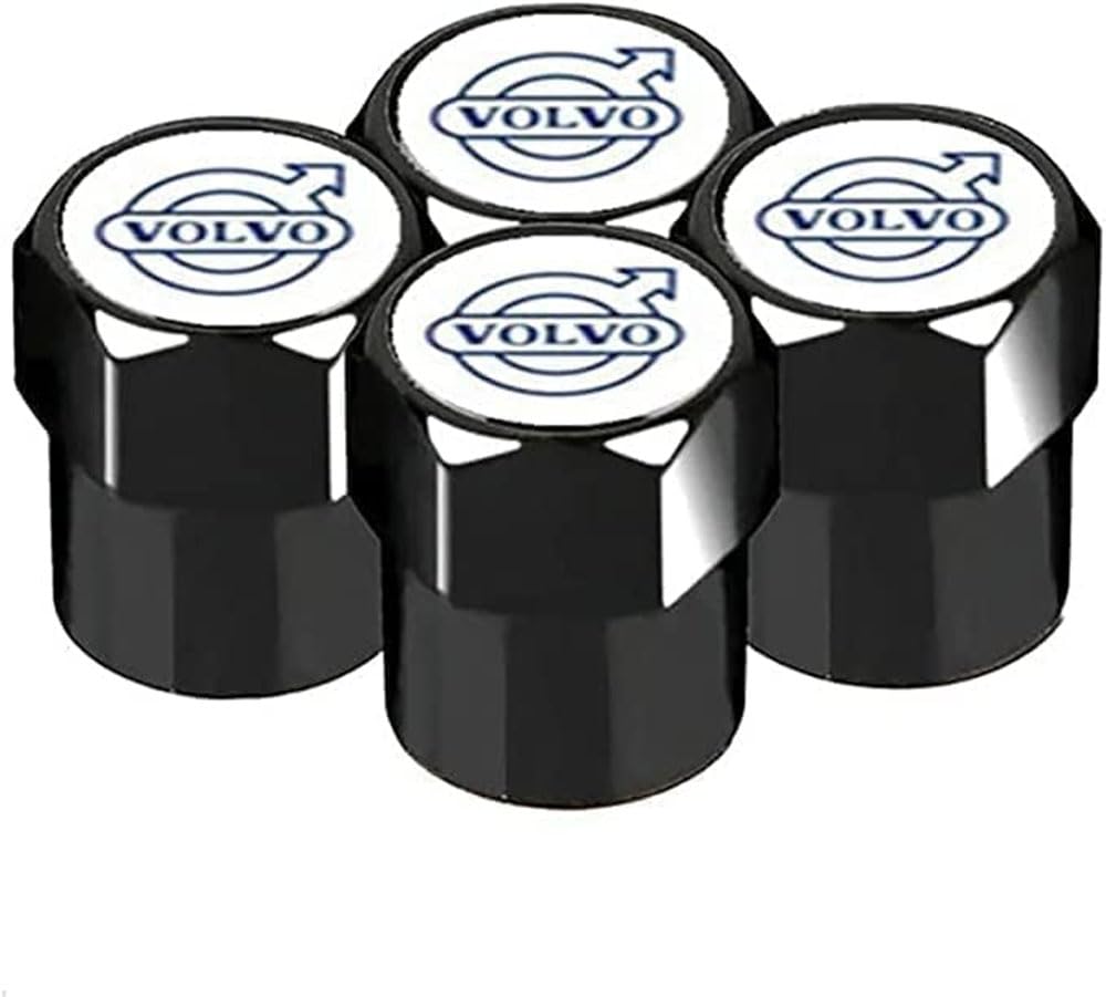 4 Stück Auto Ventilkappen Abdeckung für Volvo XC90 XC60 XC40 S90 S60 Auto Valve CapsStaubschutzkappen Reifenventilkappen Styling Zubehör, black Style von WLCYX