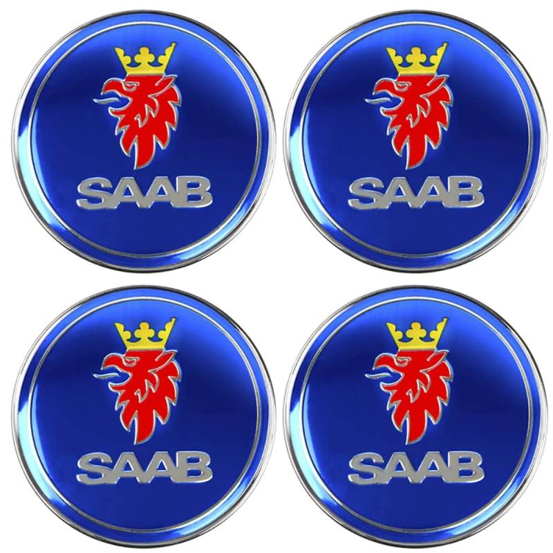 4 Stück Wagen Radnabenkappen für Saab 9-3 9-5 900 9000 56mm 60mm Reifen Felgen Felgendeckel Radkappen Car Hub Centre Caps Wheel Stickers,56mm von WLCYX