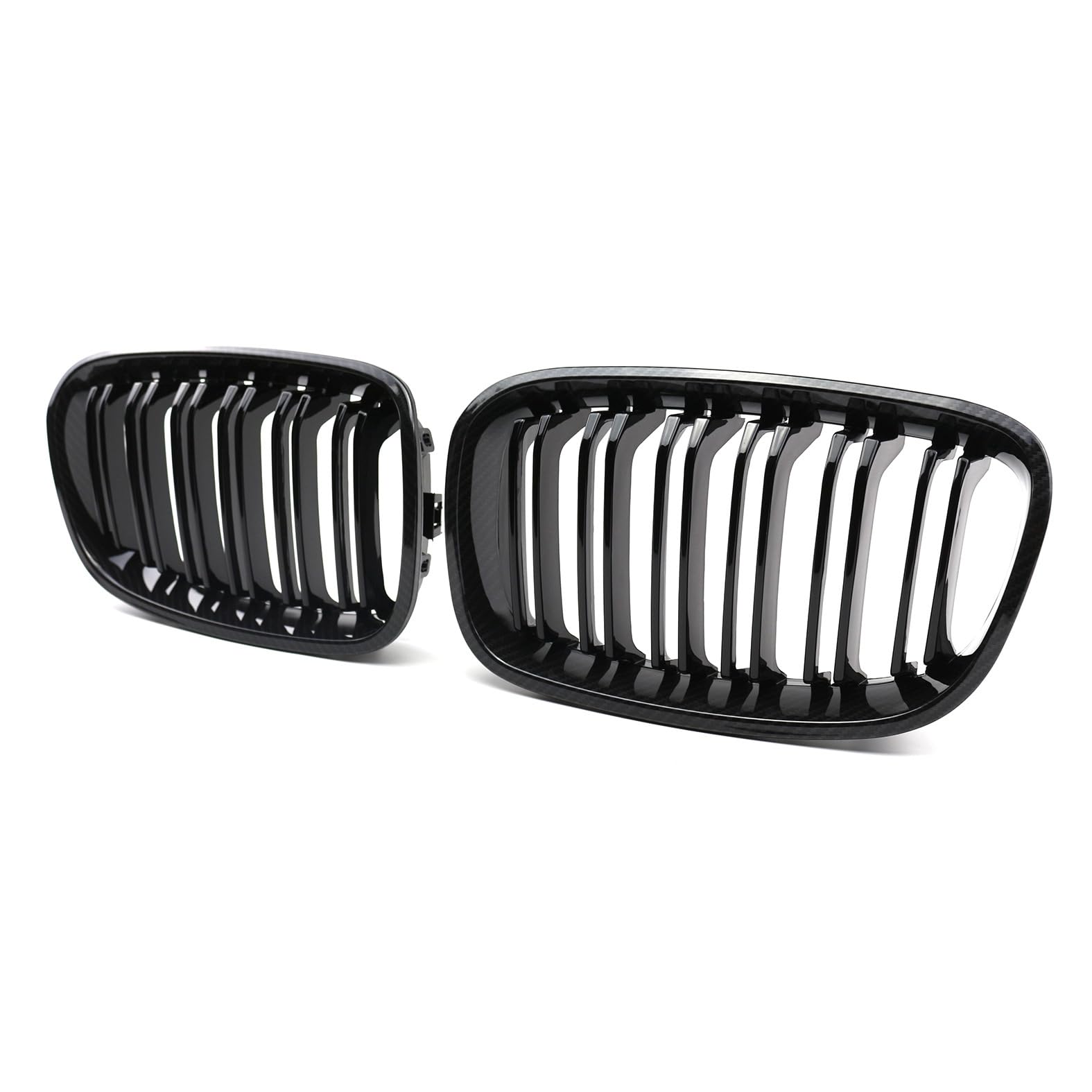 Kühlergrille Passend für BMW 1 Series Hatchback F20 2012-2014, Front Nieren Kühlergrill Gitter Schwarz Glanz Kühler Front Doppel Rippen Grill Links Rechts von WLFgxr