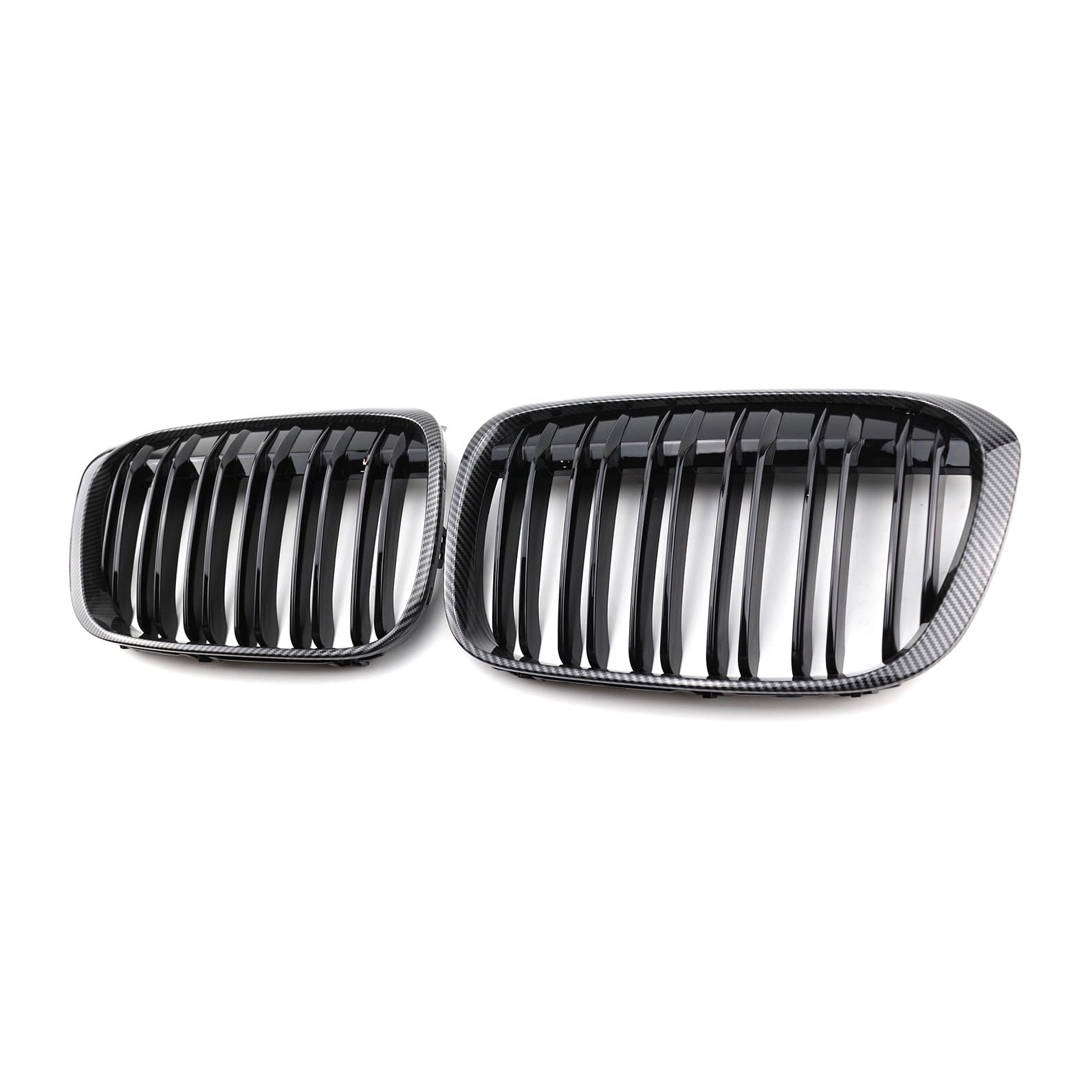 Kühlergrille Passend für BMW X1 F48 2017-2019, Front Nieren Kühlergrill Gitter Schwarz Glanz Kühler Front Doppel Rippen Grill Links Rechts von WLFgxr