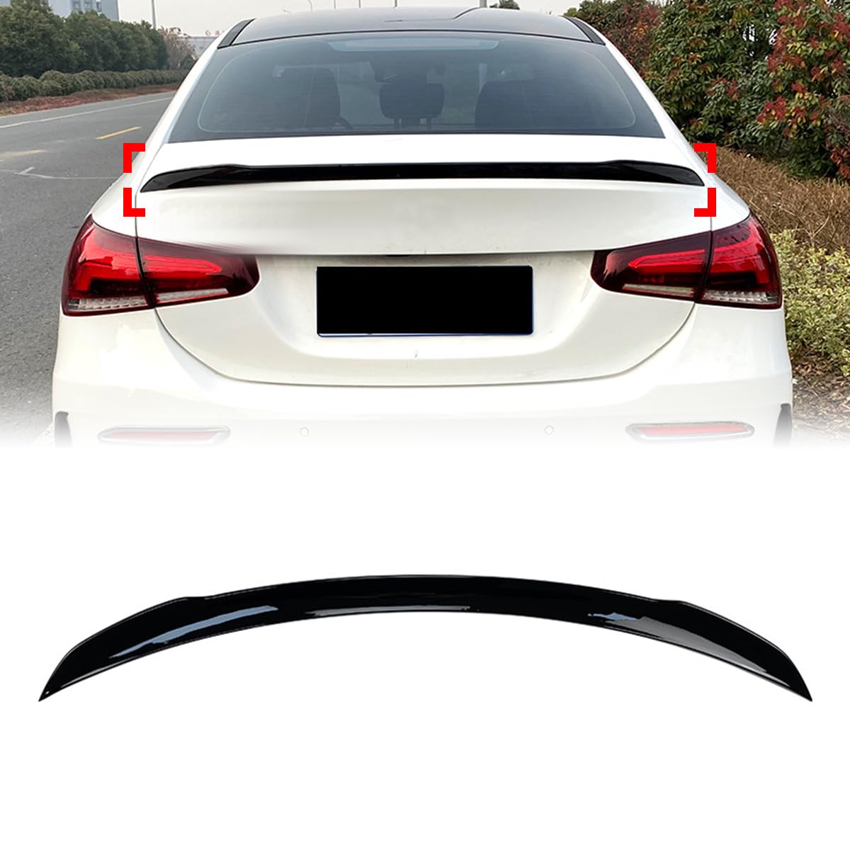 Wing Autospoiler für Benz A-Class W177 A180 A200 A35 2019-2024, Spoiler Hochfestes ABS-Material Einbrennlack Auto-Heckspoilerflügel,A von WLFgxr