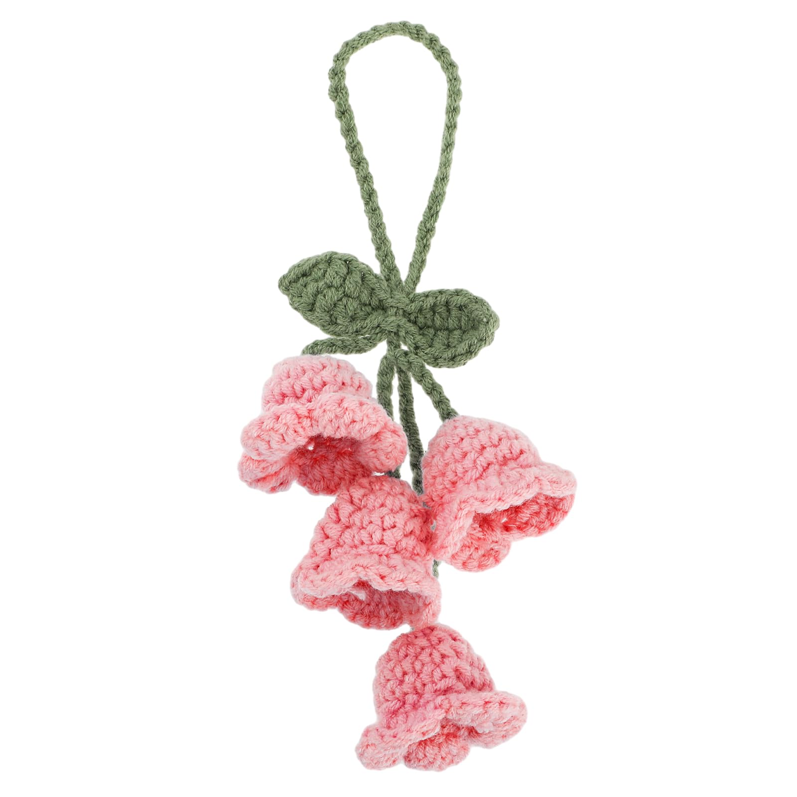 WLLHYF Tulpe Auto Spiegel Hängende Ornament Handgestrickt Gehäkelt Niedliches Kleines Maiglöckchen Auto-Innendekoration Blume ästhetisches Zubehör (Rosa) von WLLHYF