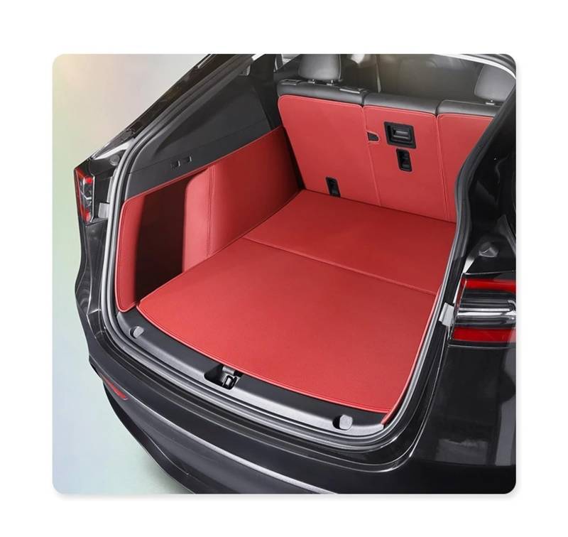 Kofferaum Kratzfest ZubehöR Für Tesla Für Modell 3 Auto Benutzerdefinierte Kofferraum Matte Langlebig Leder Teppich Zurück Speicher Trunk Cargo Matte Cargo Teppich(Burgundy) von WLNWERDPKK