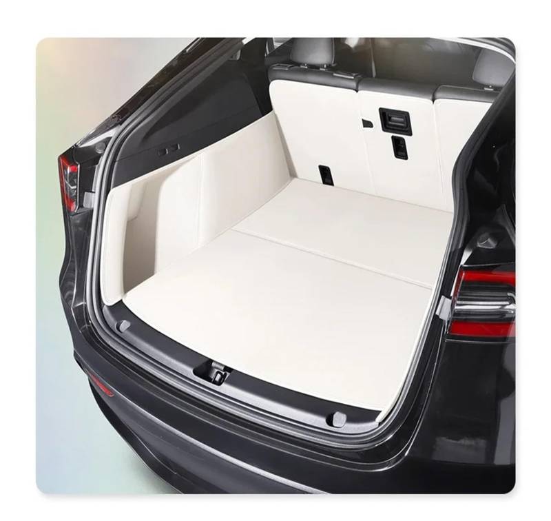 Kofferaum Kratzfest ZubehöR Für Tesla Für Modell Y Auto Nach Stamm Matte Langlebig Leder Teppich Zurück Speicher Trunk Cargo Matte Zubehör Cargo Teppich(White) von WLNWERDPKK