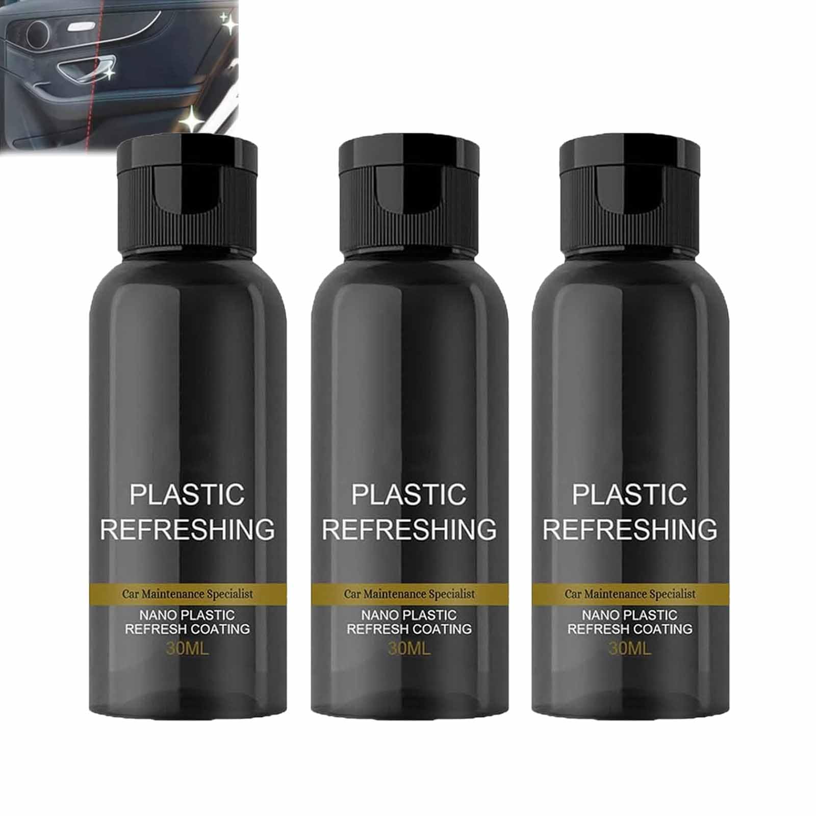 Benighty Plastic Revitalizing Coating Agent, 30ml Plastic Restorer für Autos, Kunststoff erfrischendes Beschichtungsmittel, Beschichtungsmittel für Automobilkunststoffe (3 STÜCKE) von WLWWCX