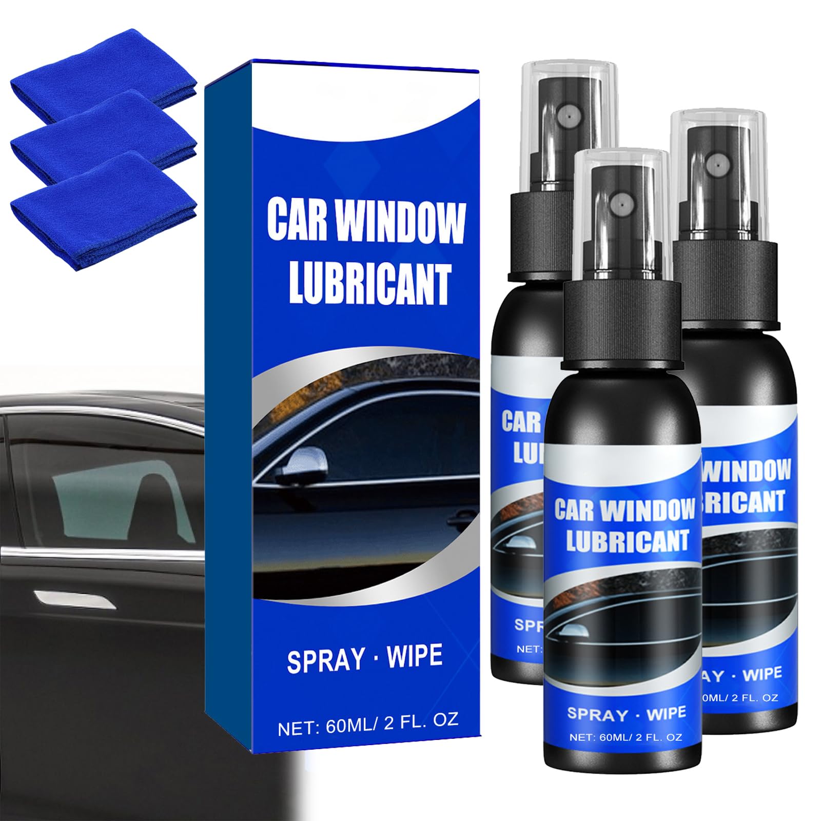 Schmierspray für Autofensterschienen und -dichtungen, Schmiermittel für Glasschiebetürschienen, Silikonspray für Schiebetürschienen, Gummidichtungspflegemittel, Schmiermittel für Fensterschienen (3PC) von WLWWCX