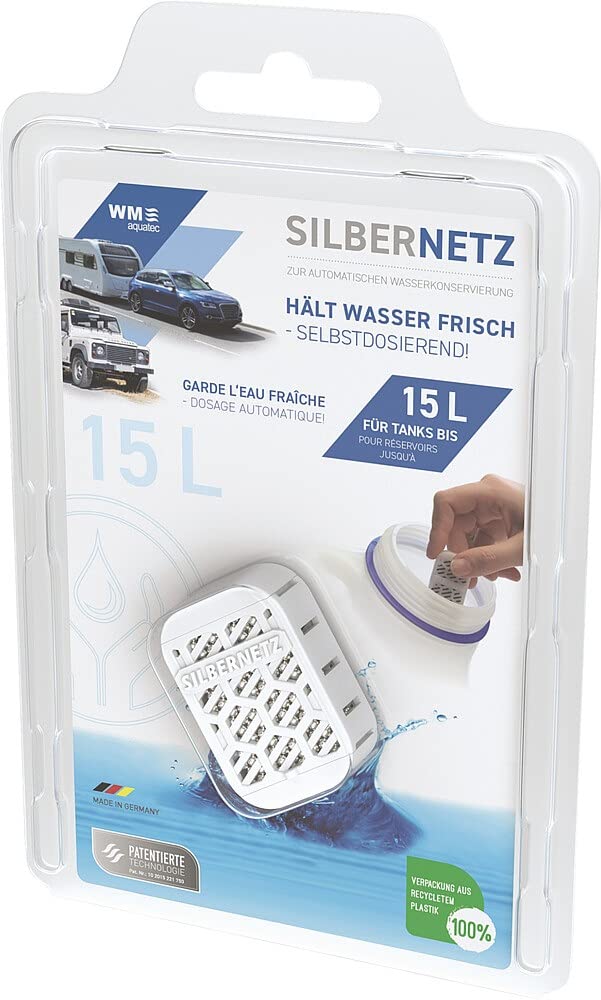 WM aquatec – Silbernetz zur Wasserkonservierung für Tanks & Kanister bis 15 Liter – konserviert insgesamt 1.900 Liter Wasser durch die automatische Dosierung von reinen Silberionen – Made in Germany von WM aquatec