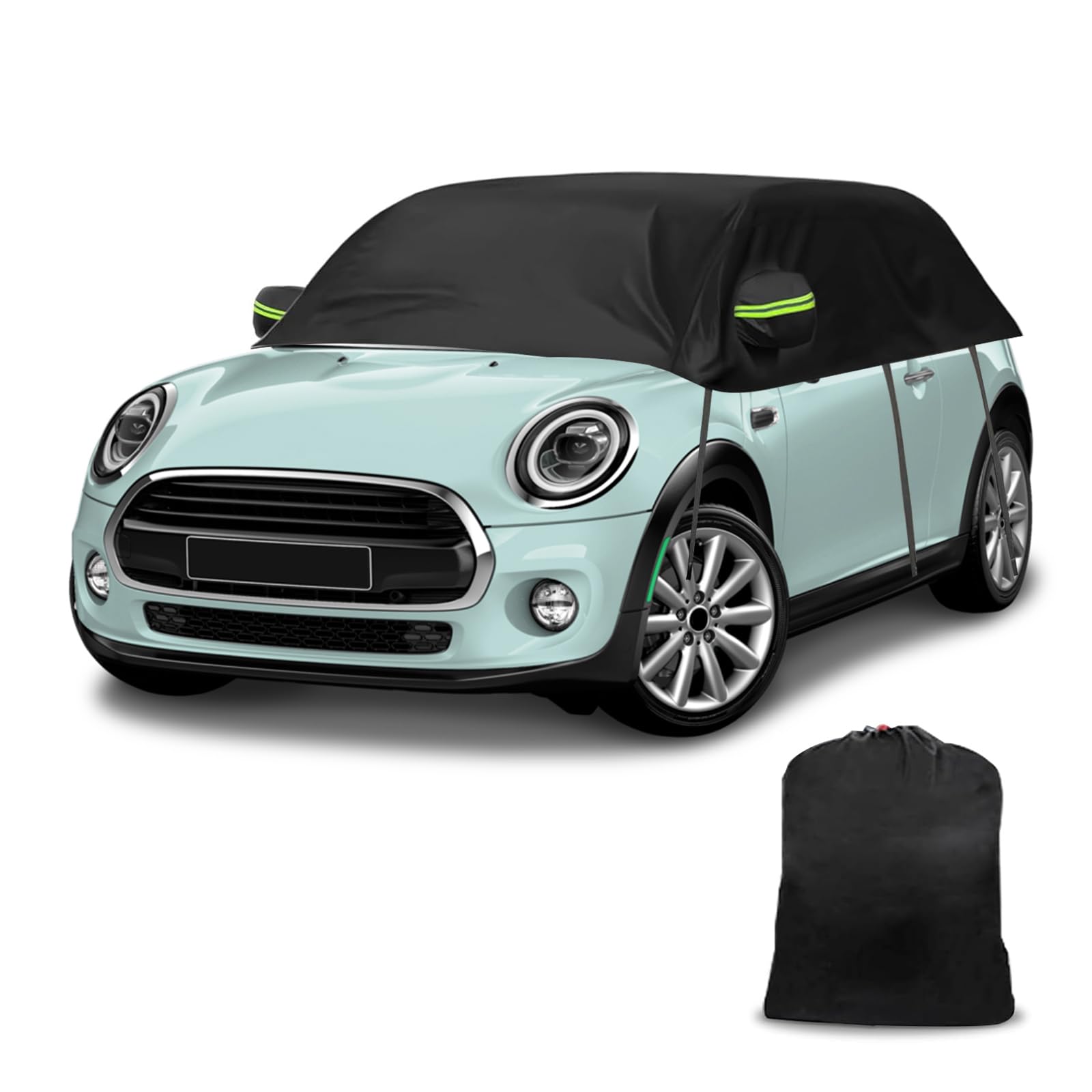 Autoabdeckung Wasserdicht Ersatz für Mini Cooper 3 Door 2000-2024, Ersatz für Mini Cooper, 600D Autoabdeckung, Wasserdicht Sonnenschutz, Sonnenfest Autoabdeckung, für alle Wetterbedingungen (Schwarz) von WMLBK