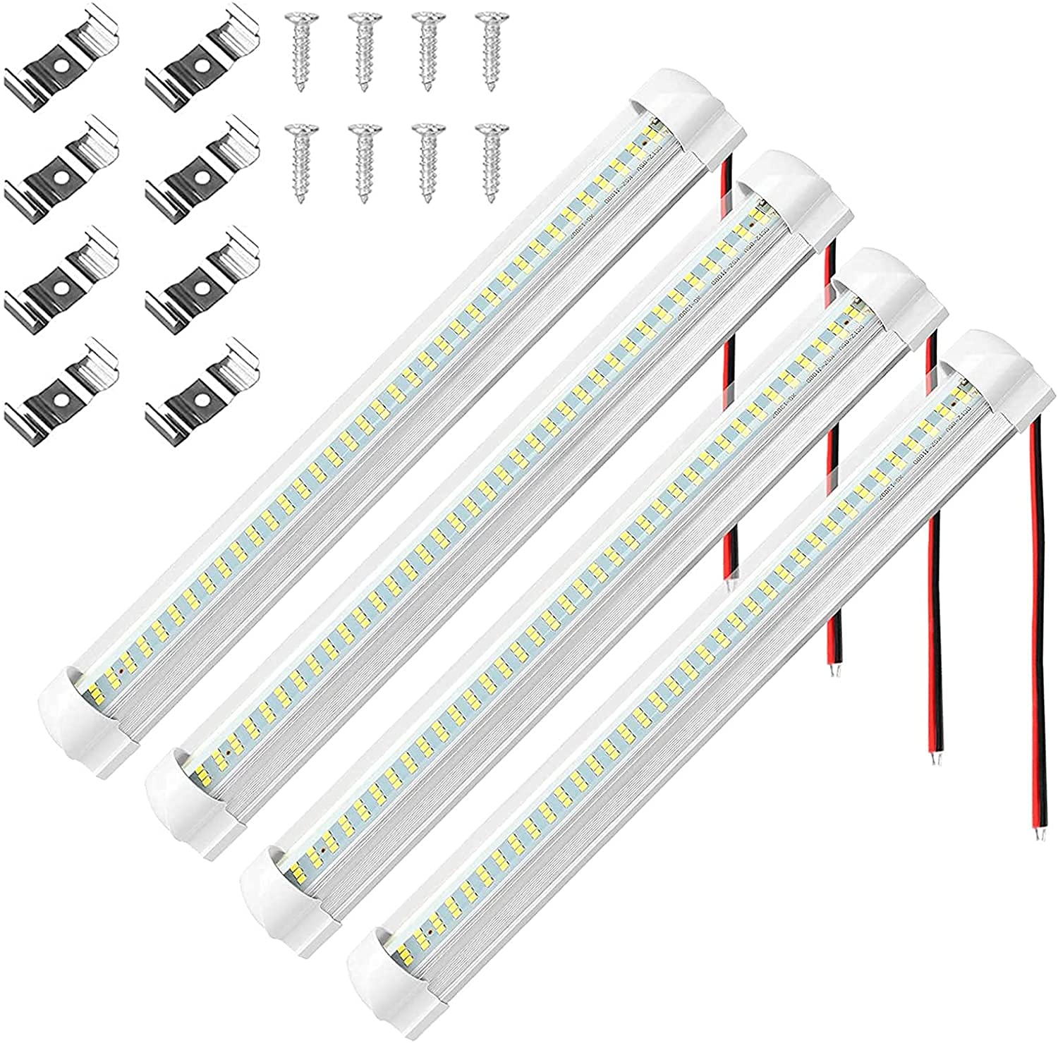 WMLBK 4 x 108 LED Innenraumbeleuchtung, 12V 4W LED Leiste mit ON/OFF Schalter Innenleuchte Unterbauleuchte Leuchtstofflampe für Camping Lager Keller Küche Van Bus Caravan Boot von WMLBK