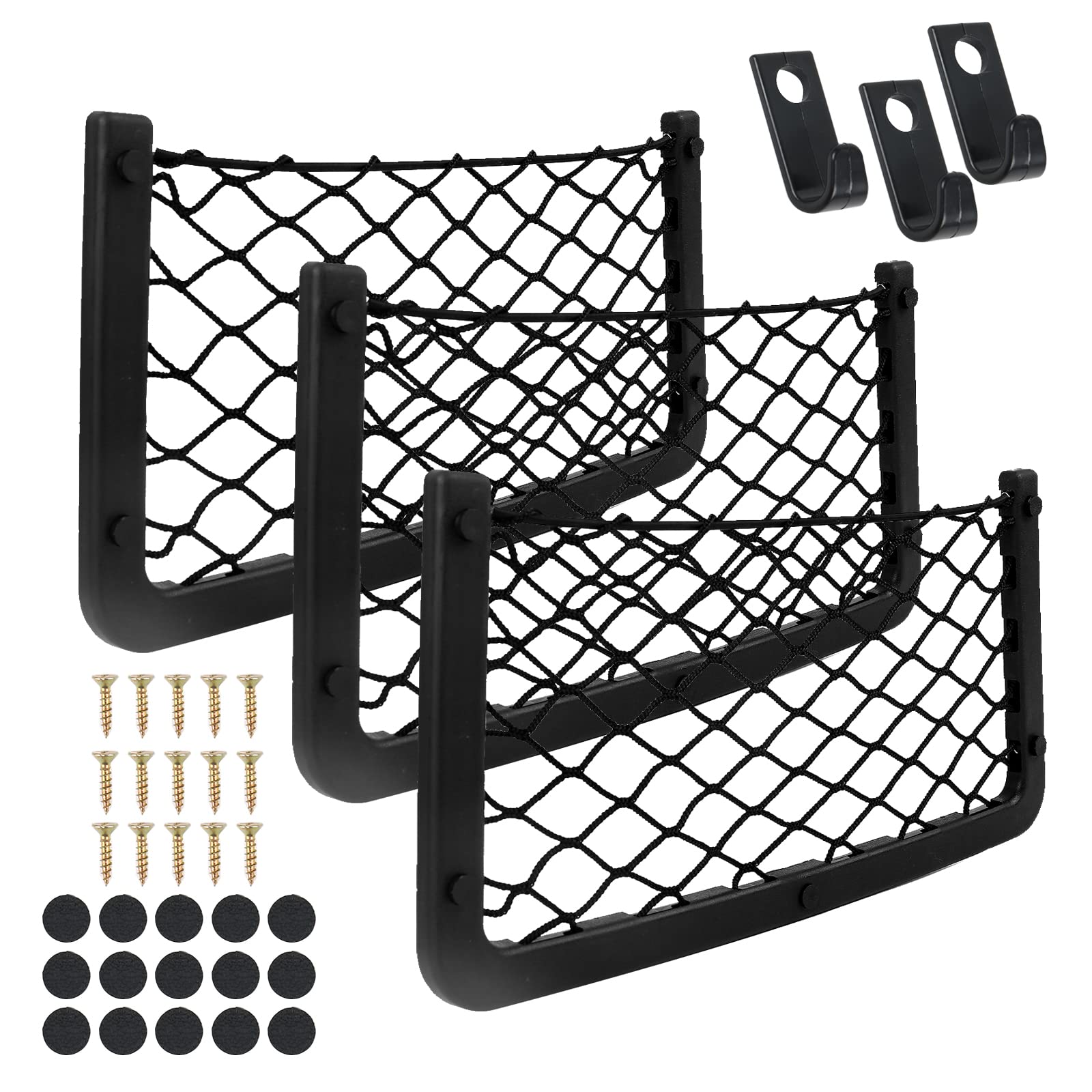 Auto Aufbewahrungsnetz,36x18cm Universal Auto Kofferraum Organizer Netz Mit Haken,New Autositz Mesh Aufbewahrung für Car Van T4 T5 (3) von WMLBK