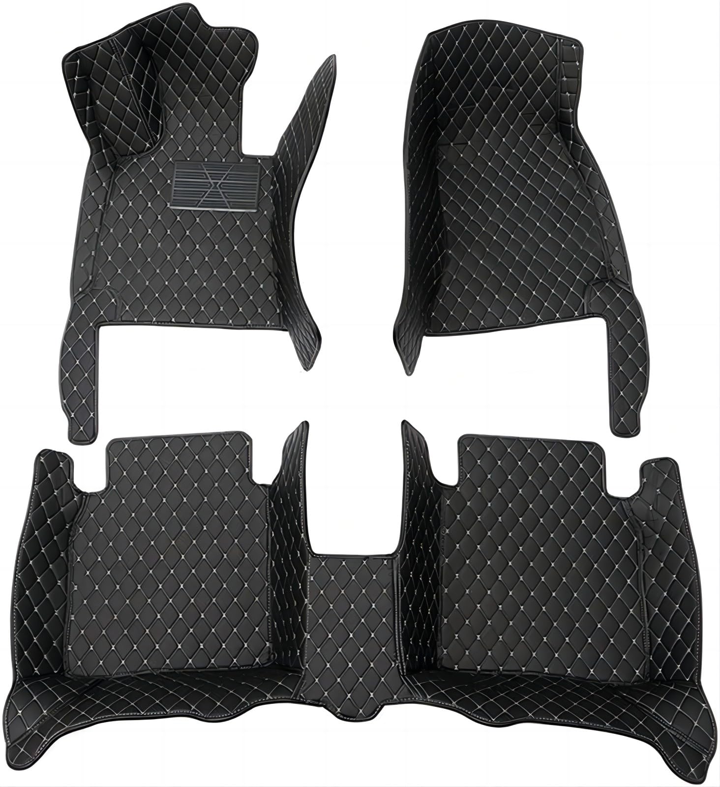 Auto Fußmatten für Audi Q7 (7seats) 2006-2015, rutschfeste Auto Teppich Set, Vollständige Abdeckung Strapazierfähigen Fussmatten Auto Zubehör, Black-Beige von WMXSMGS