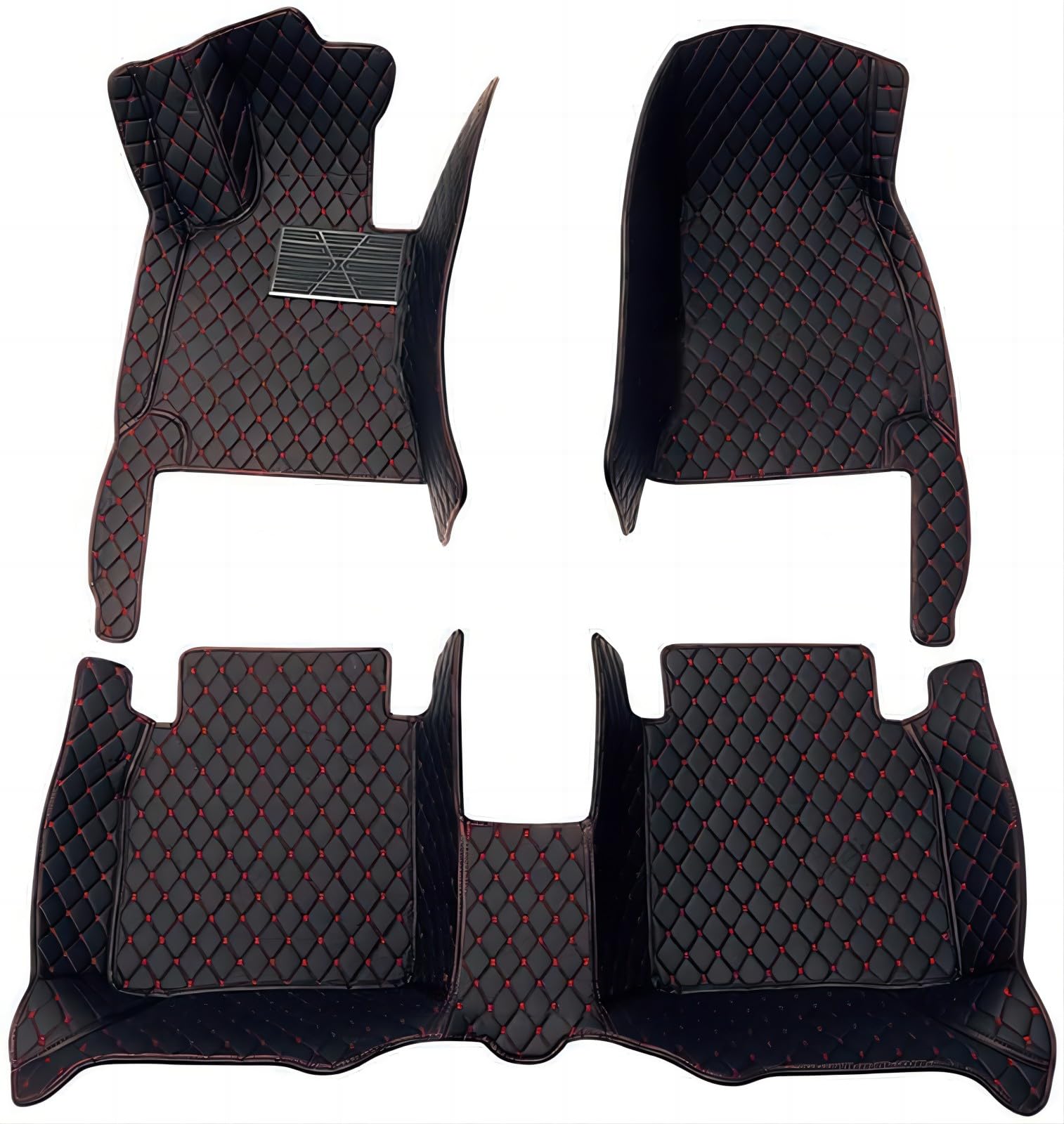 Auto Fußmatten für Cadillac SRX (7seats) 2004-2009, rutschfeste Auto Teppich Set, Vollständige Abdeckung Strapazierfähigen Fussmatten Auto Zubehör, Back-Red von WMXSMGS