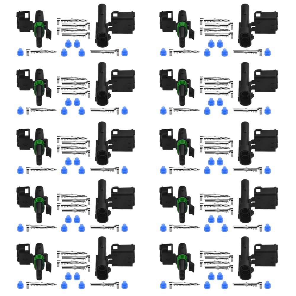 WMYCONGCONG 10 Kits 3-poliger wasserdichter Steckverbinder für 18-14 AWG Kabelbaum 1,5 mm Serie Kfz-Elektrostecker mit Ersatz-Klemmenstiften, Buchsen und Spudger von WMYCONGCONG