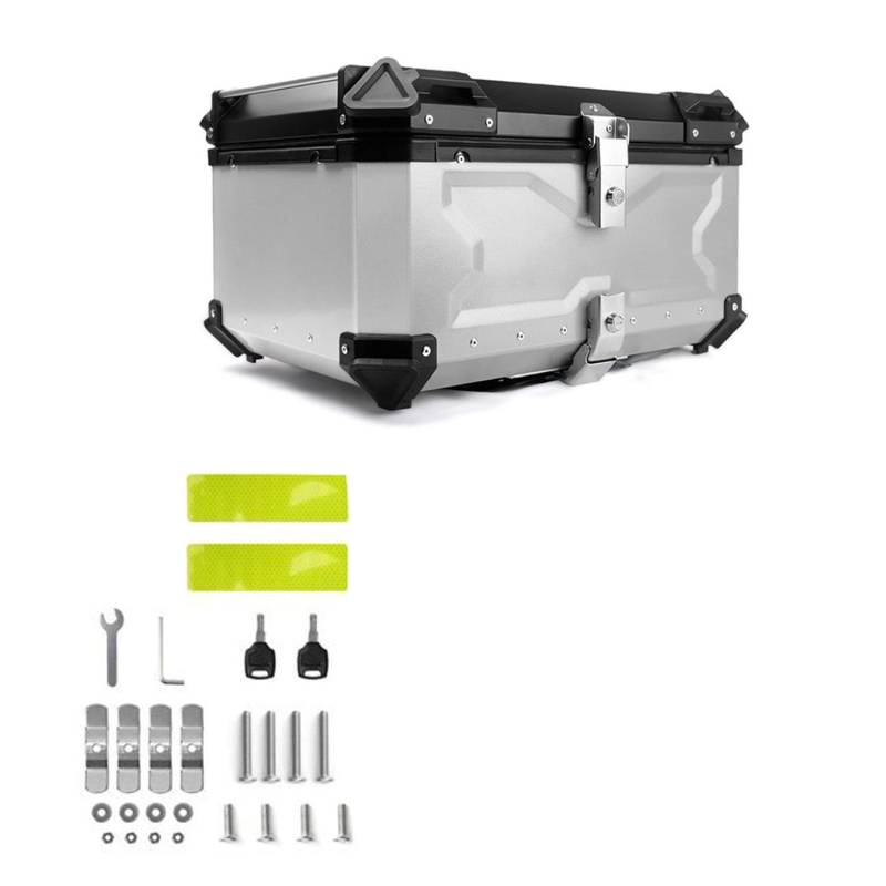 WNANCH Aluminium Motorradkoffer Topcase, Top Case Motorrad Touring Top Box Koffer für Roller, Motorrad, Mofa & Quad 28L 36L 45L 55L 65L 80L 100L (Size : D-65L) von WNANCH