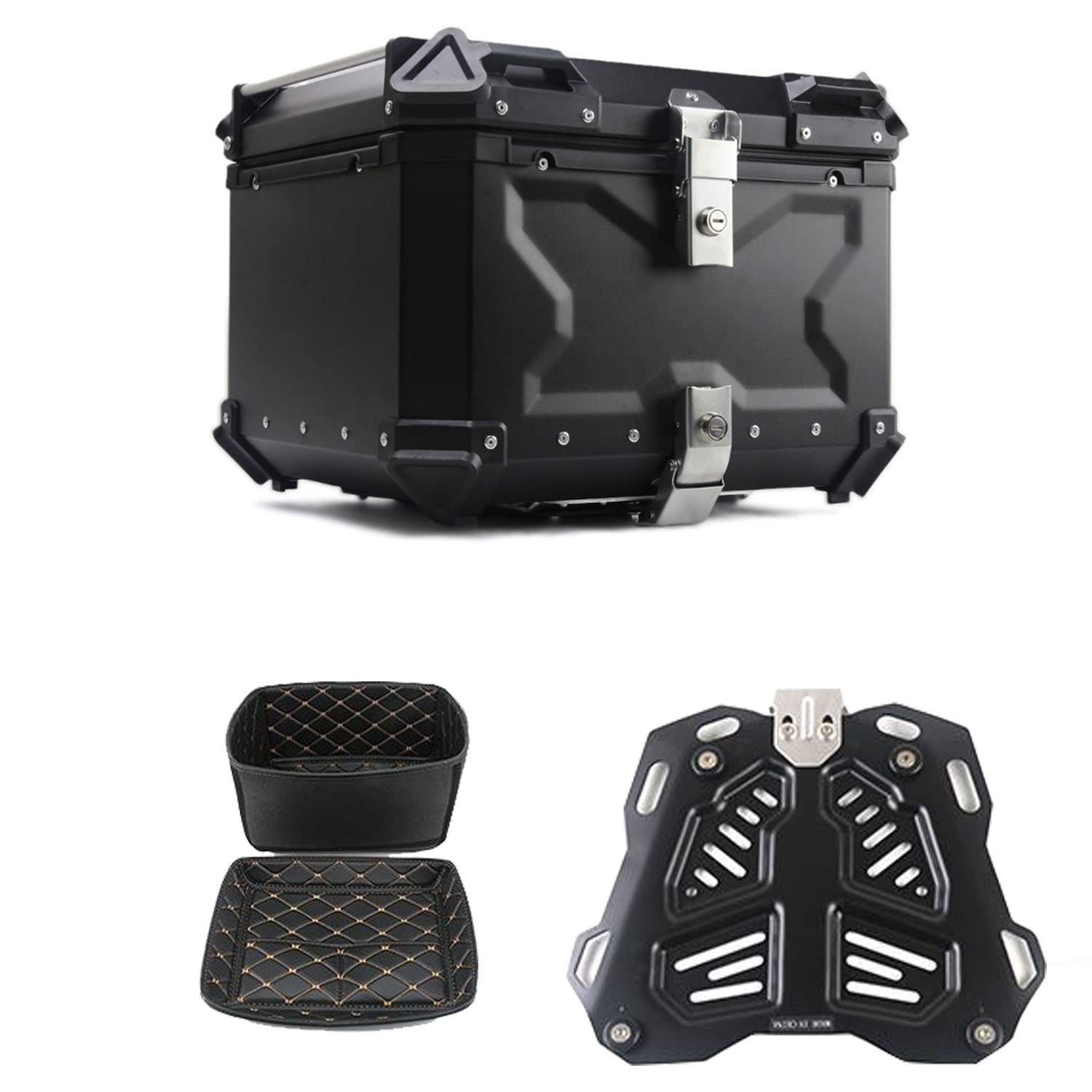 WNANCH Aluminium Motorradkoffer & Gepã Topcase 28L 36L 45L 55L 65L 80L 100L Top Case Roller Koffer Mit 2 Schlüsseln Helmkoffer für Elektromobil (Size : C-45L) von WNANCH