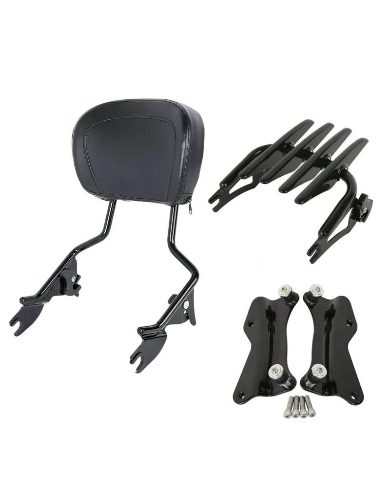 Motorrad Rückenlehne Für Touring Electra Glide Road King Road Glide 2014 2015 2016-2024 Motorrad 4 Punkt Docking Gepäckträger Sissy Bar Rückenlehne Rückenlehne Für Motorrad(Black) von WNCXSA