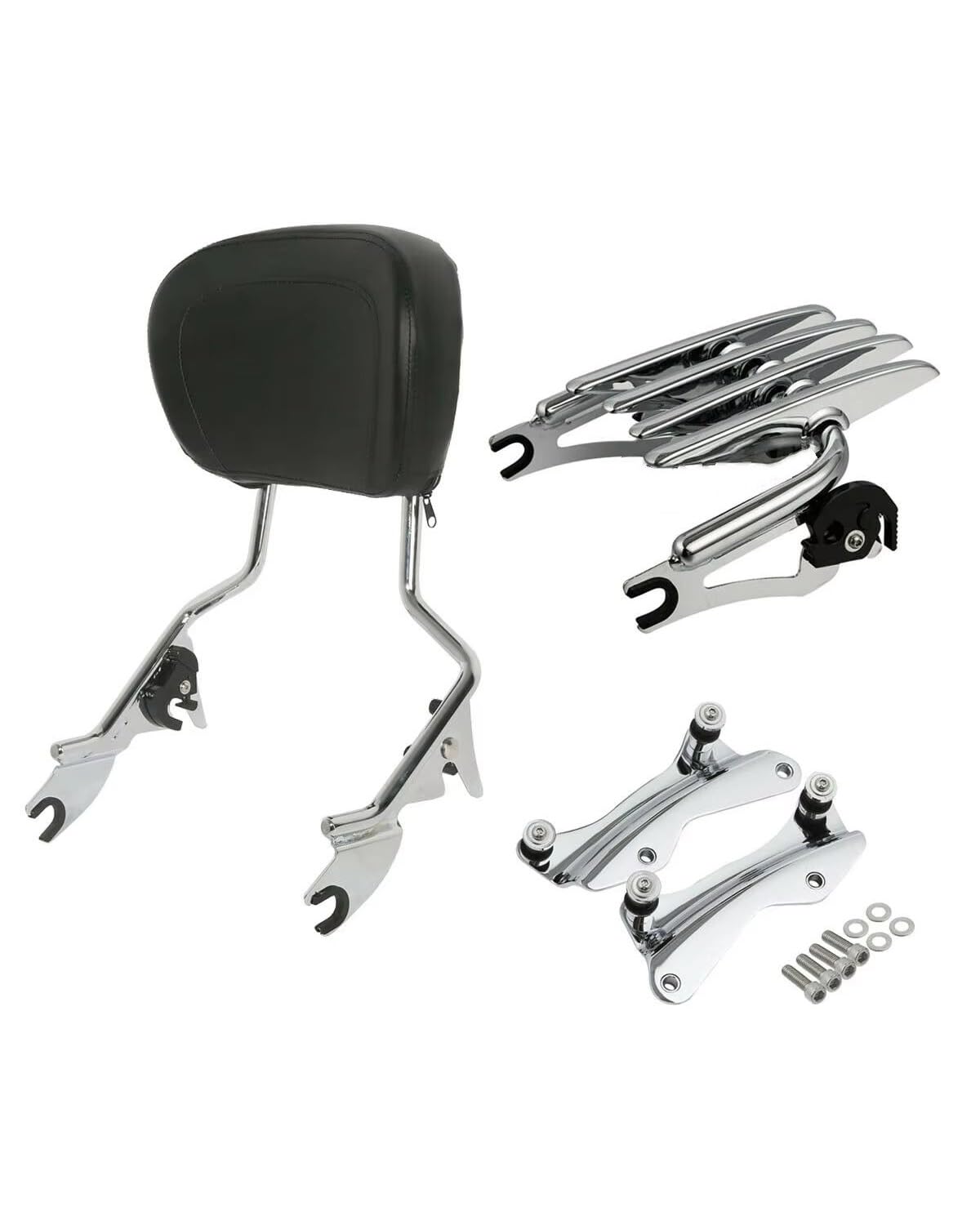 Motorrad Rückenlehne Für Touring Electra Glide Road King Road Glide 2014 2015 2016-2024 Motorrad 4 Punkt Docking Gepäckträger Sissy Bar Rückenlehne Rückenlehne Für Motorrad(Chrome) von WNCXSA