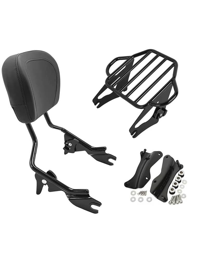 Motorrad Rückenlehne Für Touring Road King Street Glide FLHX 2014 2015 2016 2017 2018 2019-2024 Motorrad Sissy Bar Rückenlehne Gepäckträger Docking Kit Rückenlehne Für Motorrad(Type A Black) von WNCXSA