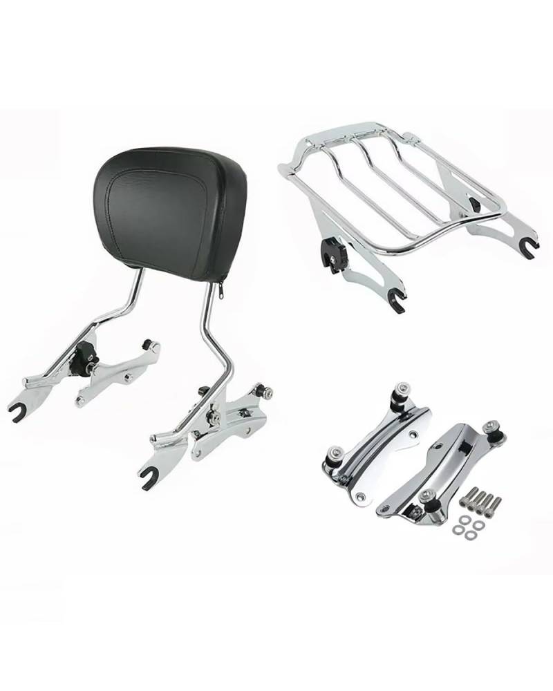 Motorrad Rückenlehne Für Touring Road King Street Glide FLHX 2014 2015 2016 2017 2018 2019-2024 Motorrad Sissy Bar Rückenlehne Gepäckträger Docking Kit Rückenlehne Für Motorrad(Type A Chrome) von WNCXSA