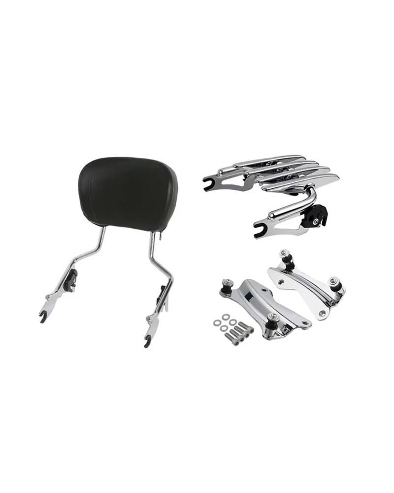 Motorrad Rückenlehne Für Touring Road King Street Glide FLHX 2014 2015 2016 2017 2018 2019-2024 Motorrad Sissy Bar Rückenlehne Gepäckträger Docking Kit Rückenlehne Für Motorrad(Type B Chrome) von WNCXSA