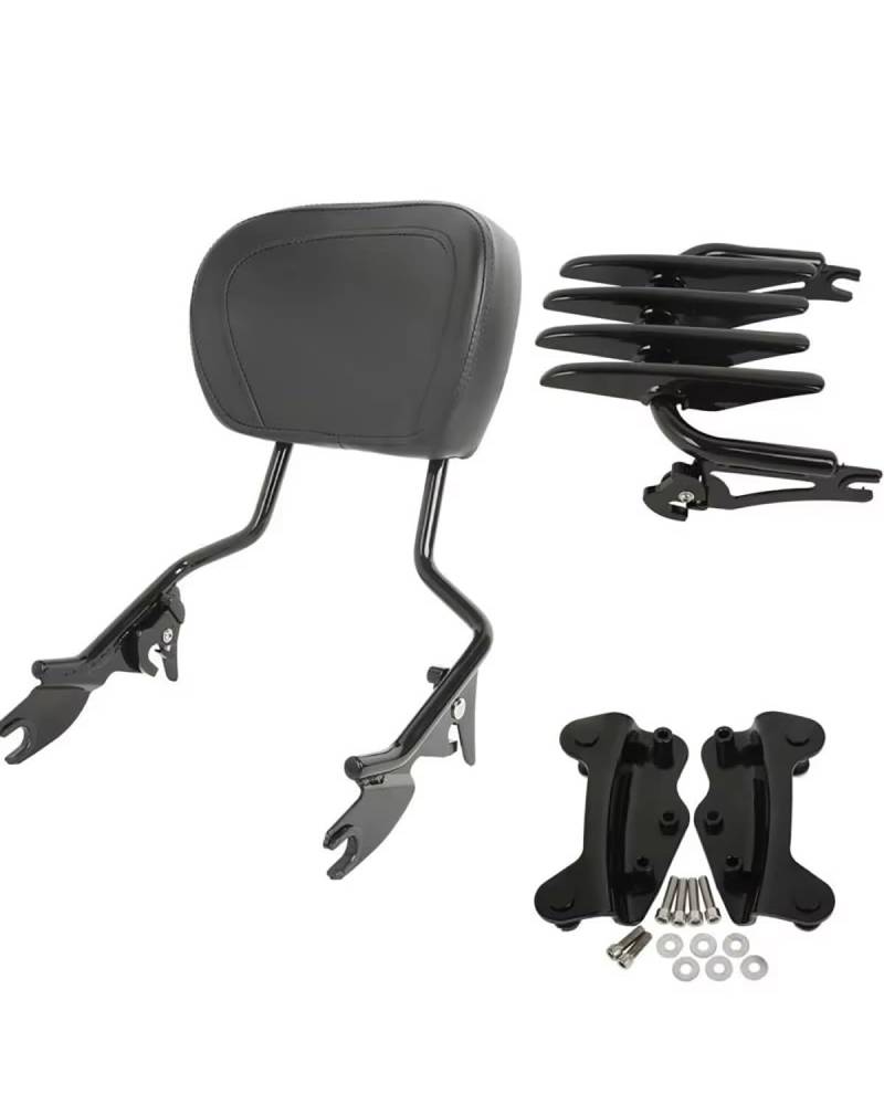 Motorrad Rückenlehne Für Touring Road King Street Glide FLHX FLHR FLHT FLTR 2009 2010-2013 Motorrad Rückenlehne Sissy Bar Gepäckträger W Docking Kit Rückenlehne Für Motorrad(Black) von WNCXSA