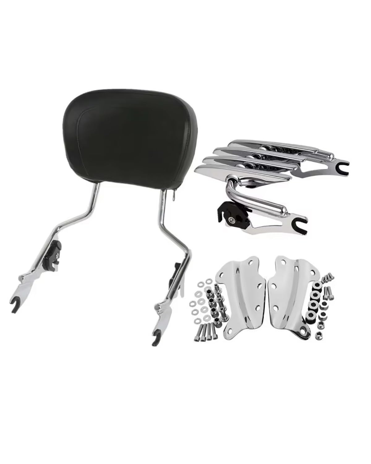 Motorrad Rückenlehne Für Touring Road King Street Glide FLHX FLHR FLHT FLTR 2009 2010-2013 Motorrad Rückenlehne Sissy Bar Gepäckträger W Docking Kit Rückenlehne Für Motorrad(Chrome) von WNCXSA