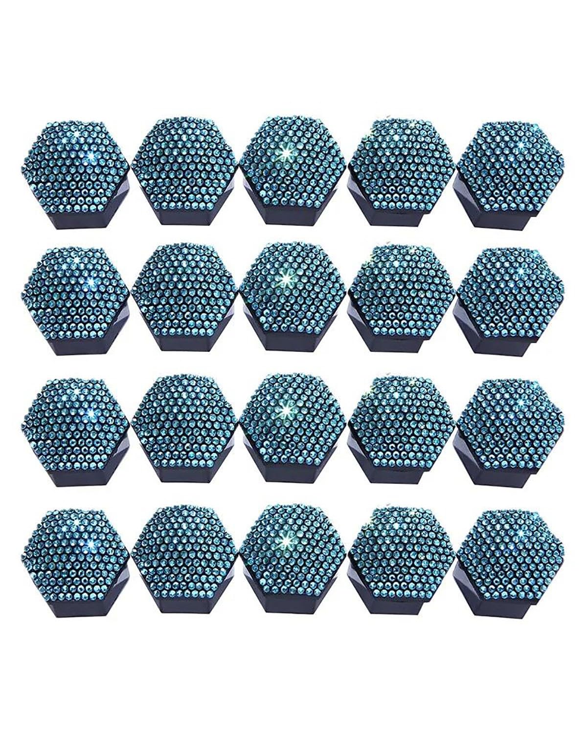 Radkappe 1Set Auto Reifen Schraube Schutz Abdeckung Diamant-verzierte Rad Kappen Anti-Rost Rad Mutter Felge Abdeckung Rad Mutter Kappen Geschenk Für Neue Auto Auto Radkappen(Light Blue,17 mm 20Pcs) von WNCXSA