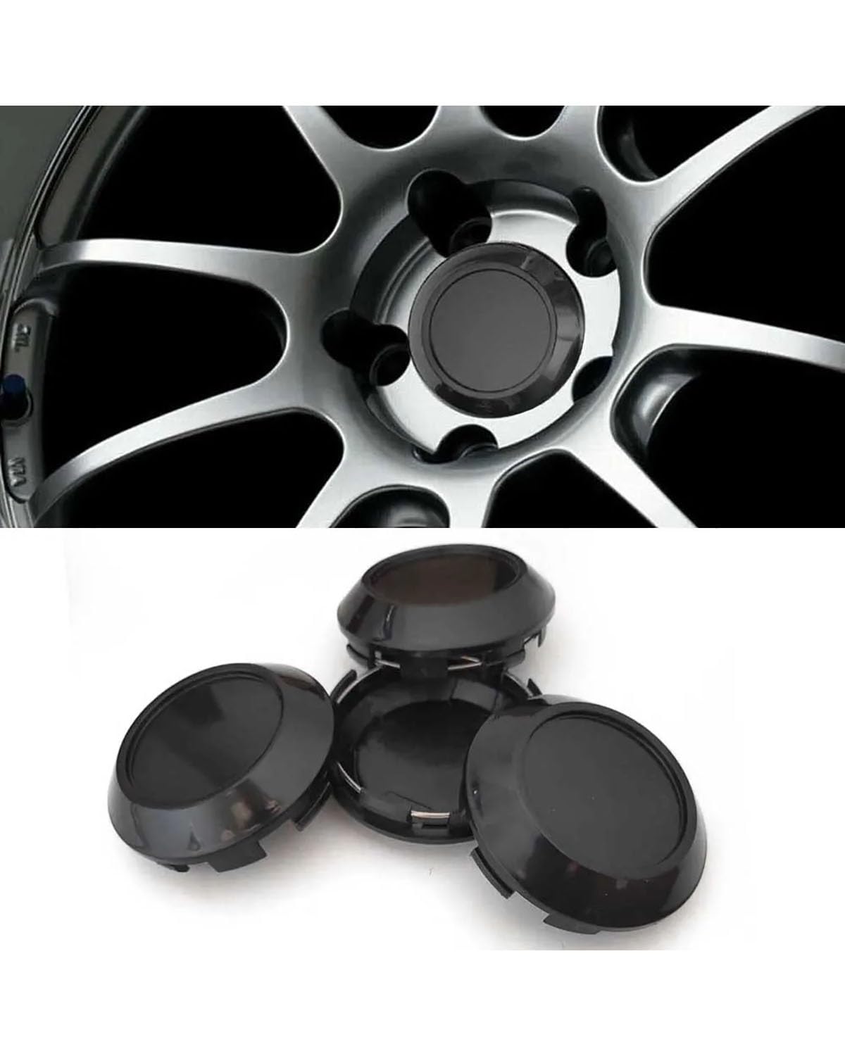 Radkappe 4Pcs 79mm OD 73mm ID Rad Center Hub Cap Für Advan Für Racing Für RZ Für DF Reifen Felge Auto Styling Auto Radkappen(Black) von WNCXSA