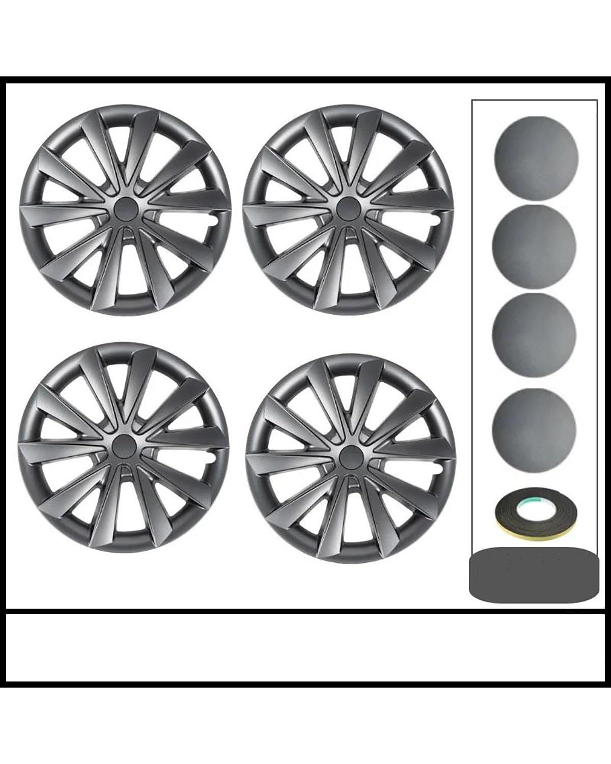 Radkappe Für Teslaes Für Modell 3 2018-2023 4PCS Rad Kappe 18 Zoll Radkappe Leistung Ersatz Rad Kappe Automobil Vollrand Abdeckung Auto Radkappen(Gun Grey) von WNCXSA