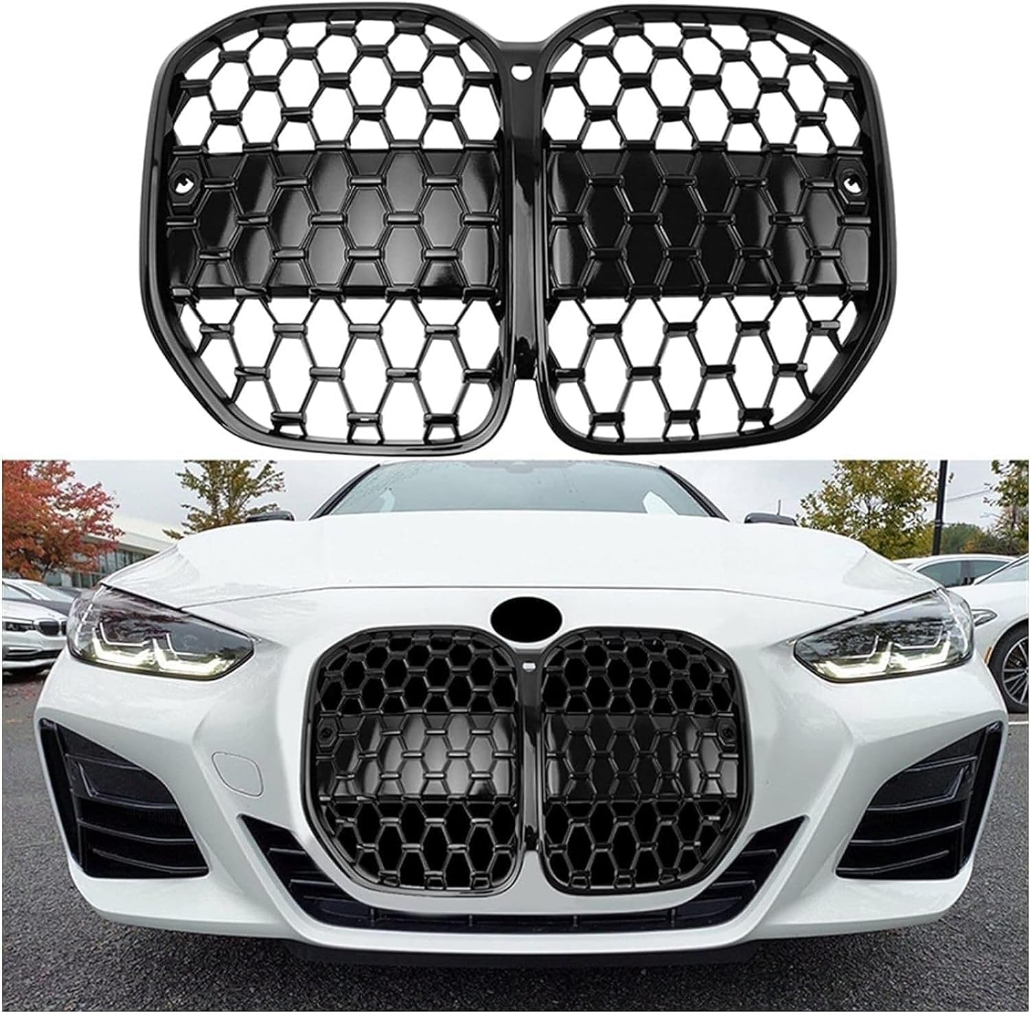 Auto Frontgrill Kühlergrill für BMW Serie 4 G22 430I G82 M4 2021-2022,ABS Frontstoßstange Wetterfester Lufteinlass Grillschutz Ersatz Zubehör Karosserietuning von WNFVYP