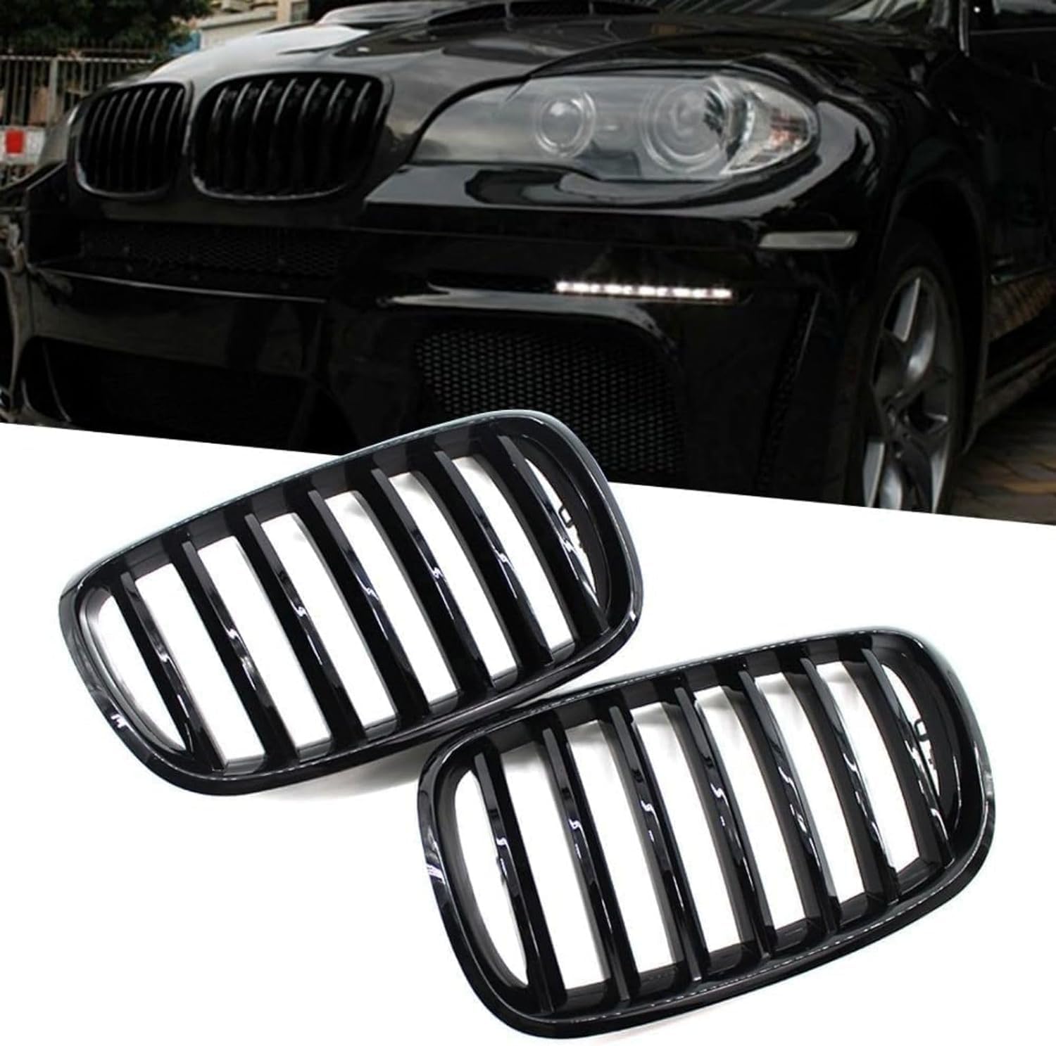 Auto Frontgrill Kühlergrill für BMW X5 X6 2007-2013,ABS Frontstoßstange Wetterfester Lufteinlass Grillschutz Ersatz Zubehör Karosserietuning von WNFVYP