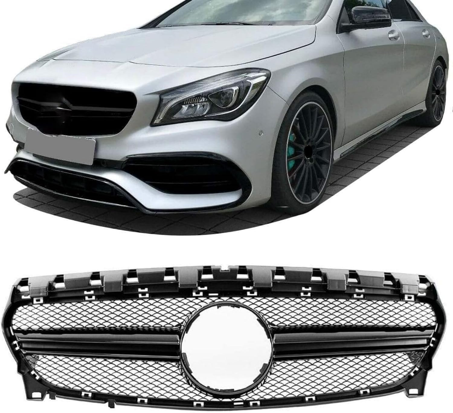 Auto Frontgrill Kühlergrill für Mercedes Benz CLA W117 C117 X117 2016-2019,ABS Frontstoßstange Wetterfester Lufteinlass Grillschutz Ersatz Zubehör Karosserietuning von WNFVYP