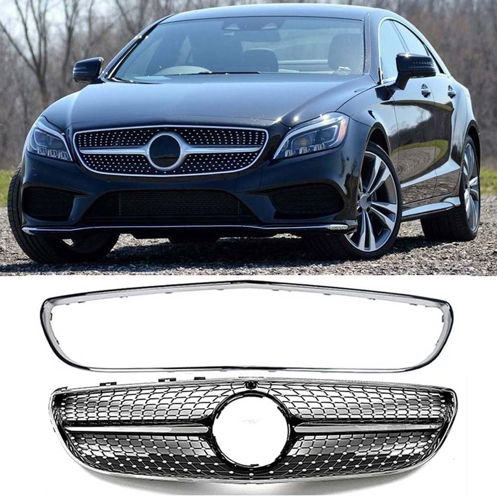 Auto Frontgrill Kühlergrill für Mercedes Benz CLS W218 2014-2018 CLS500,ABS Frontstoßstange Wetterfester Lufteinlass Grillschutz Ersatz Zubehör Karosserietuning,A/Black von WNFVYP