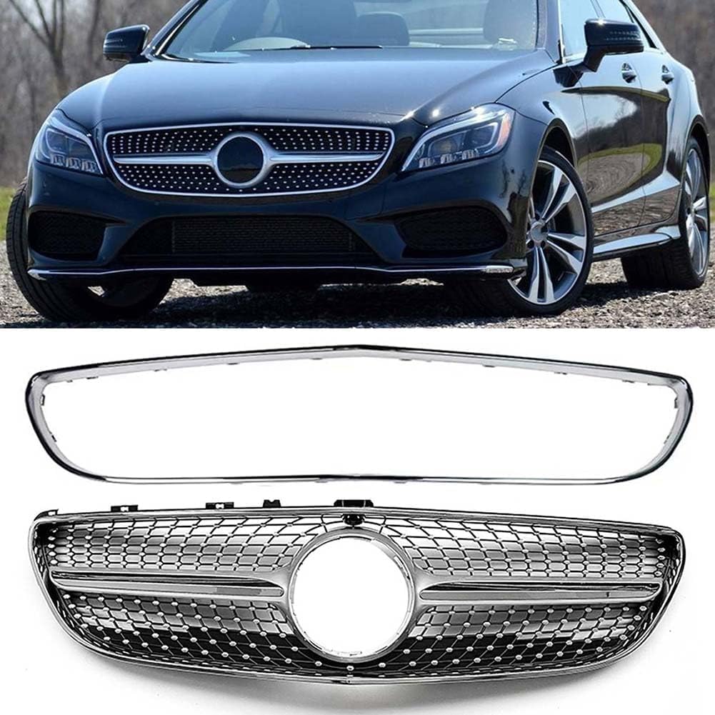 Auto Frontgrill Kühlergrill für Mercedes Benz CLS W218 2014-2018 CLS500,ABS Frontstoßstange Wetterfester Lufteinlass Grillschutz Ersatz Zubehör Karosserietuning,B/Silver von WNFVYP