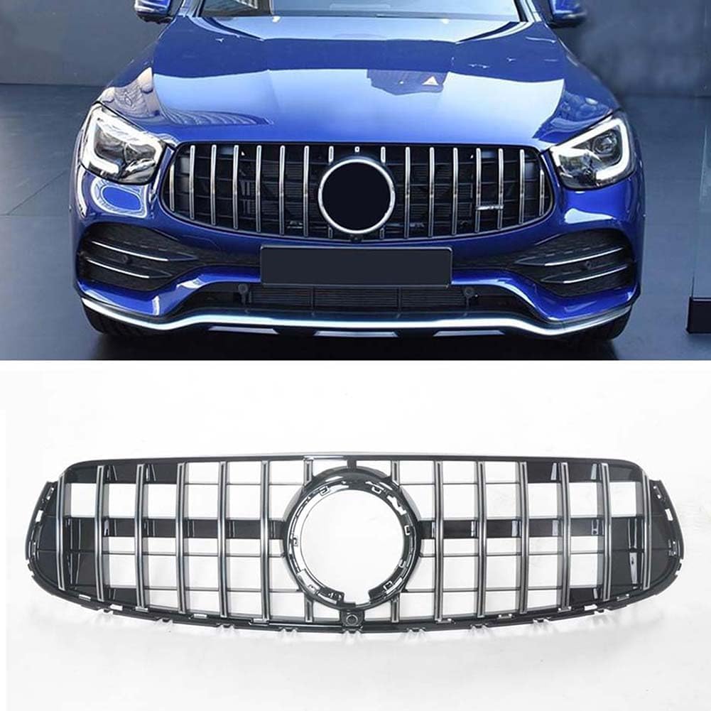 Auto Frontgrill Kühlergrill für Mercedes Benz GLC Class X W253 2020 GLC300 GLC350 GLC43,ABS Frontstoßstange Wetterfester Lufteinlass Grillschutz Ersatz Zubehör Karosserietuning,B/Silver von WNFVYP