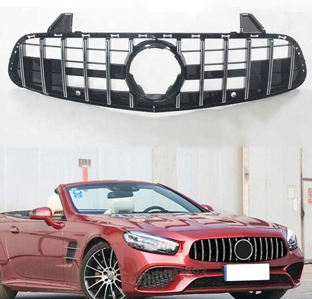 Auto Frontgrill Kühlergrill für Mercedes Benz SL Class R231 2017-2023 SL500 SL550,ABS Frontstoßstange Wetterfester Lufteinlass Grillschutz Ersatz Zubehör Karosserietuning,B/Silver von WNFVYP