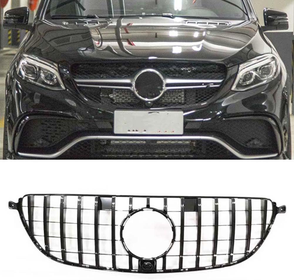 Auto Frontgrill Kühlergrill für Mercedes Benz W166 GLE63 AMG 2015-2018,ABS Frontstoßstange Wetterfester Lufteinlass Grillschutz Ersatz Zubehör Karosserietuning,A/Black von WNFVYP