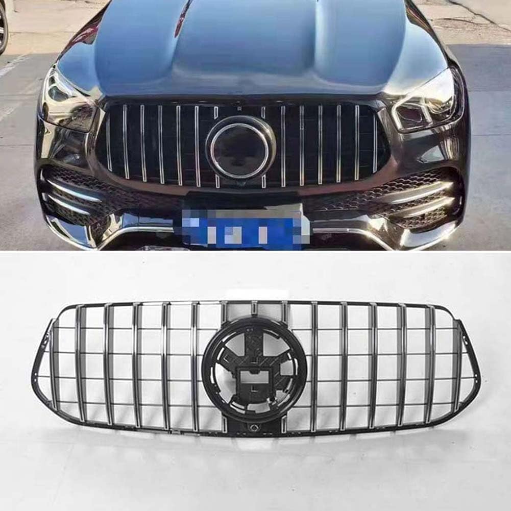 Auto Frontgrill Kühlergrill für Mercedes Benz W167 GLE Class 2019 2020 With Camera Hole,ABS Frontstoßstange Wetterfester Lufteinlass Grillschutz Ersatz Zubehör Karosserietuning,B/Silver von WNFVYP