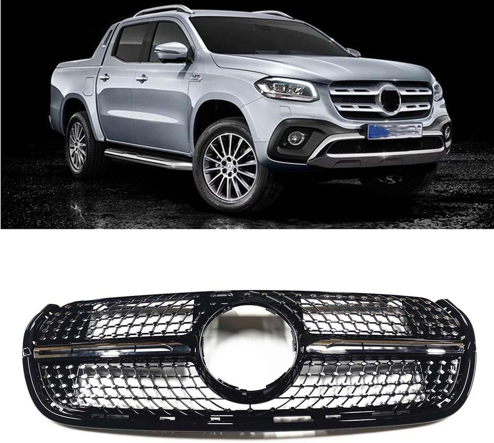 Auto Frontgrill Kühlergrill für Mercedes Benz X-Class 2018-2020,ABS Frontstoßstange Wetterfester Lufteinlass Grillschutz Ersatz Zubehör Karosserietuning,A/Black von WNFVYP