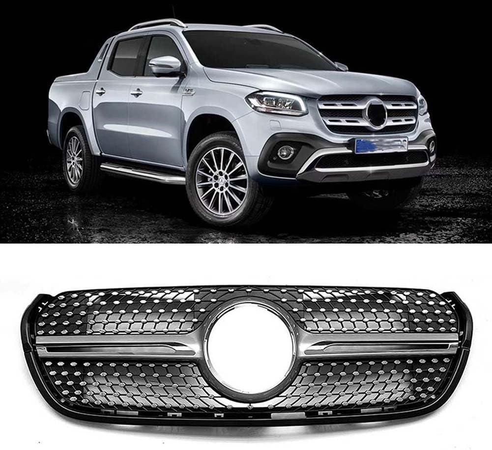 Auto Frontgrill Kühlergrill für Mercedes Benz X-Class 2018-2020,ABS Frontstoßstange Wetterfester Lufteinlass Grillschutz Ersatz Zubehör Karosserietuning,B/Silver von WNFVYP