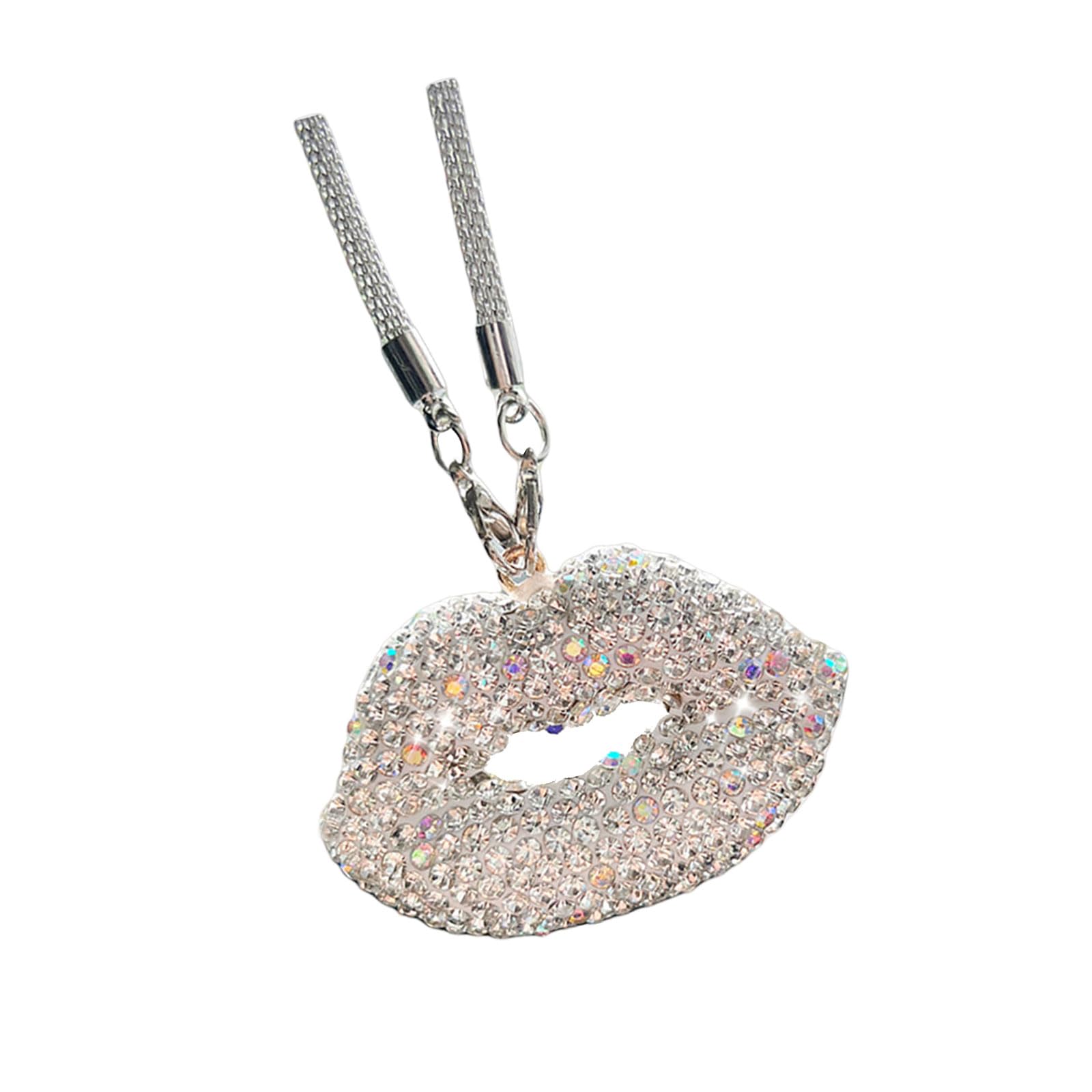 Bling Lip Crystal Kristall Rückansicht Glas Charm Auto Innendekoration Anhänger Modischer Heck Glas Charm Für Frauen von WNXGNHO