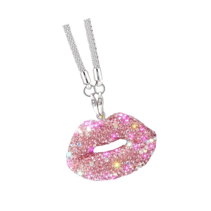 Bling Lip Crystal Kristall Rückansicht Glas Charm Auto Innendekoration Anhänger Modischer Heck Glas Charm Für Frauen von WNXGNHO