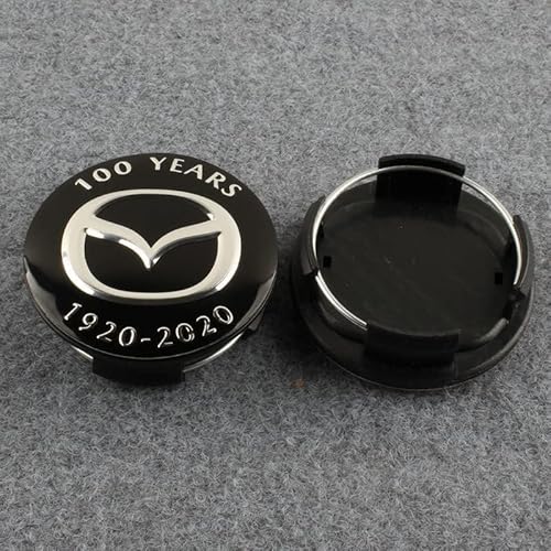 Nabendeckel 4 STÜCKE 56mm für Mazda 2 3 5 6 MX5 MX30 CX3 CX30 CX5 50 7 8 9 RX8 Car Rad Center Hub Cap Auto Styling Felgen Abdeckung Badge Emblem Aufkleber Radnabenkappen,Black von WOAFEY