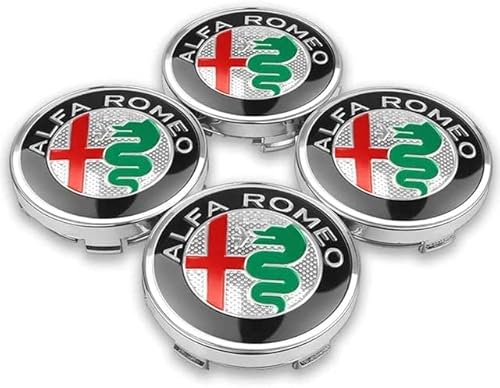 Nabendeckel 4 STÜCKE 60mm für Alfa Romeo 159 156 Giulietta Mito Giulia Spider Brera Car Rad Center Hub Cap Auto Styling Felgen Abdeckung Badge Emblem Aufkleber Radnabenkappen,B von WOAFEY