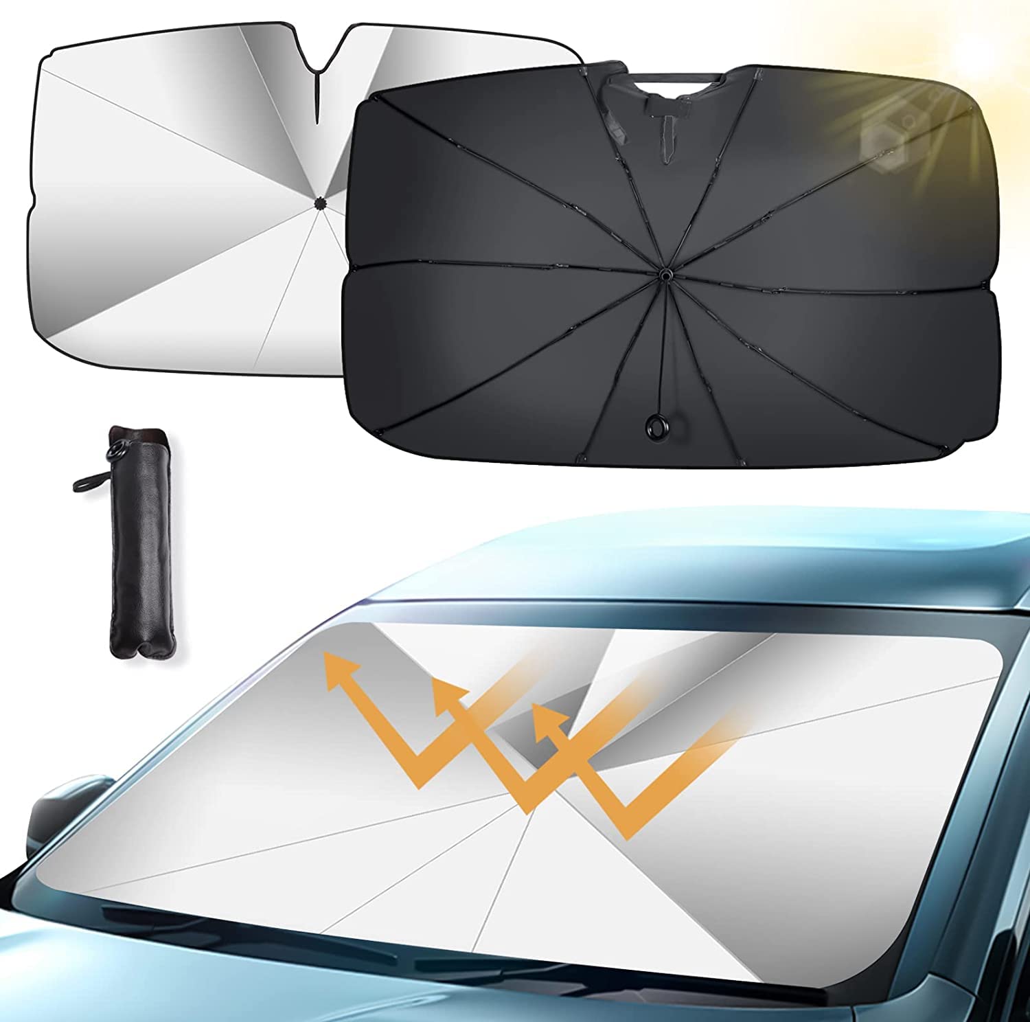 für Dacia Lodgy 2017-2023 Auto Sonnenschutz Frontscheibe, UV-Schutz Sonnenschirm Wärmeisolierter Windschutzscheibe Innen Schnelles Entfalten und Falten Auto Sonnenblende,L von WOAFEY