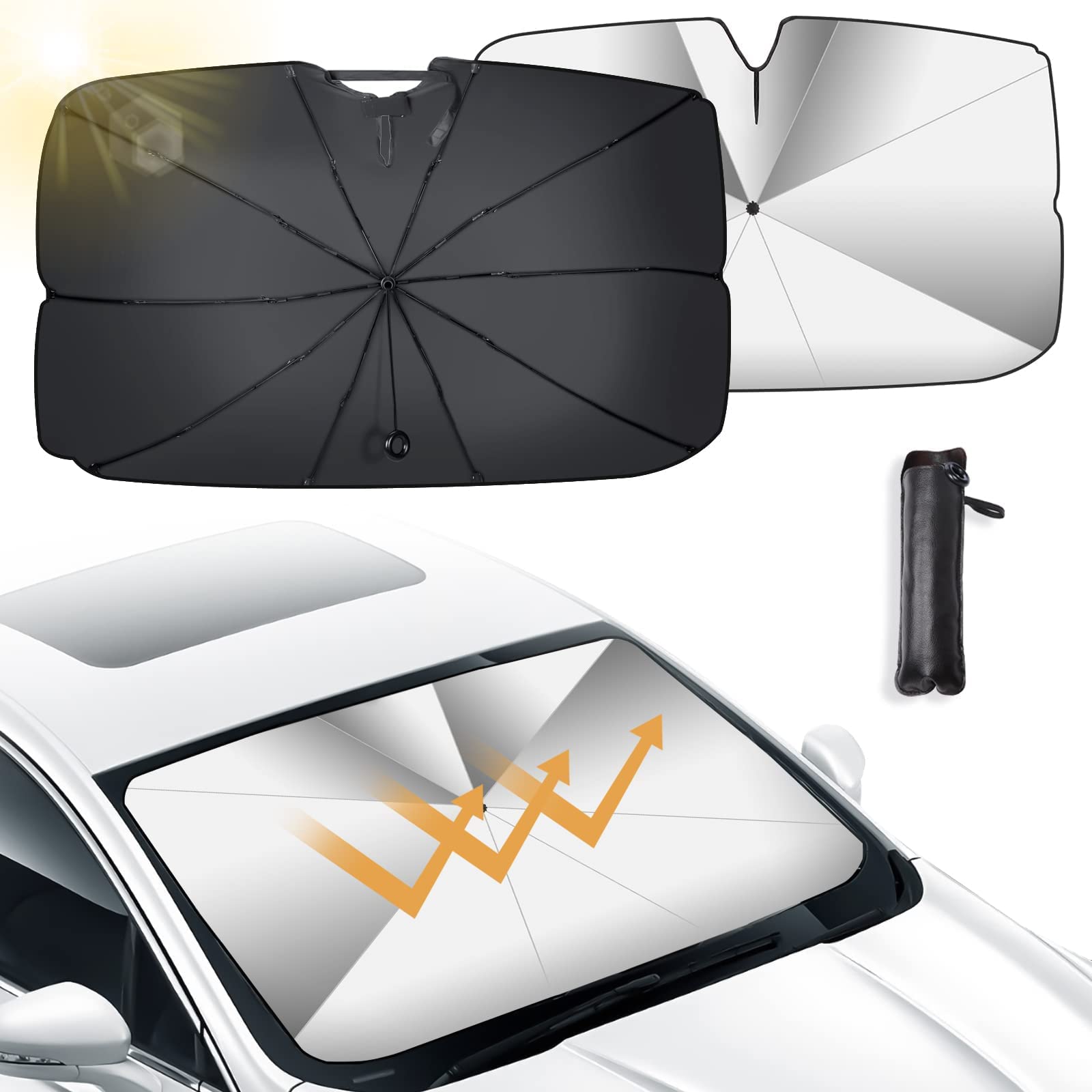 für Renault Scenic 2016-2023 Auto Sonnenschutz Frontscheibe, UV-Schutz Sonnenschirm Wärmeisolierter Windschutzscheibe Innen Schnelles Entfalten und Falten Auto Sonnenblende,S von WOAFEY
