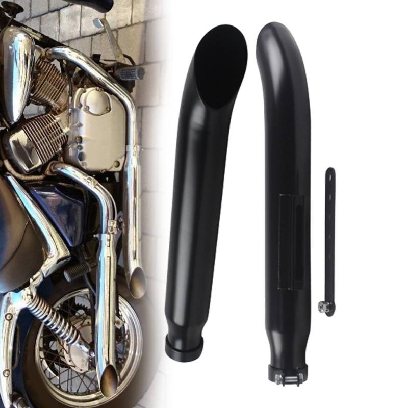 WOBBLO Auspuff 1 Paar Motorrad Auspuff Muffller Rohr Für Harley Für Suzuki VL 125 800 1500 Intruder Bobber Chrom Verjüngt Drehen Heraus Eisen Schalldämpfer (Color : Schwarz) von WOBBLO