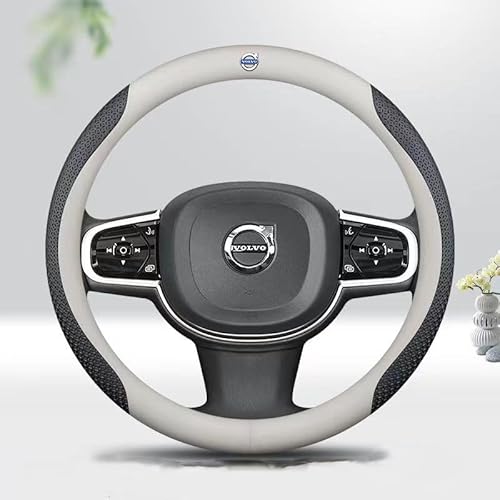 Auto Lenkradabdeckung Für Volvo XC40 2018 2019 2020, Schoner Lenkräder Mikrofaser Microfiber Langlebiger Leder Rutsch Innenraum Mode,Black von WOBBLO